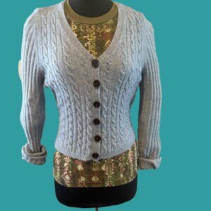 Sundance Women Sweater small  Blue Cardigan Cable Knit V Neck- Sundance store